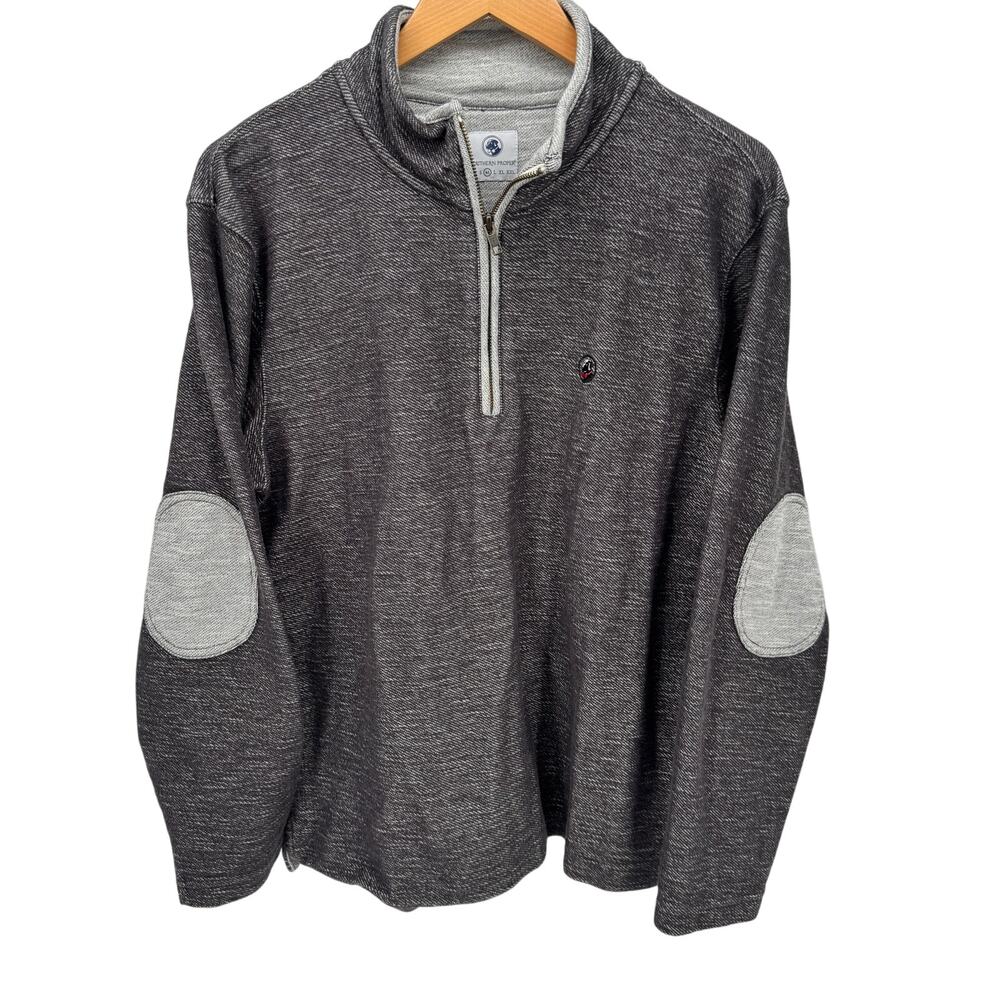 Southern Proper 1/2 Zip Mens Medium Gray‎ Pullover Elbow Patches Golf Coastal